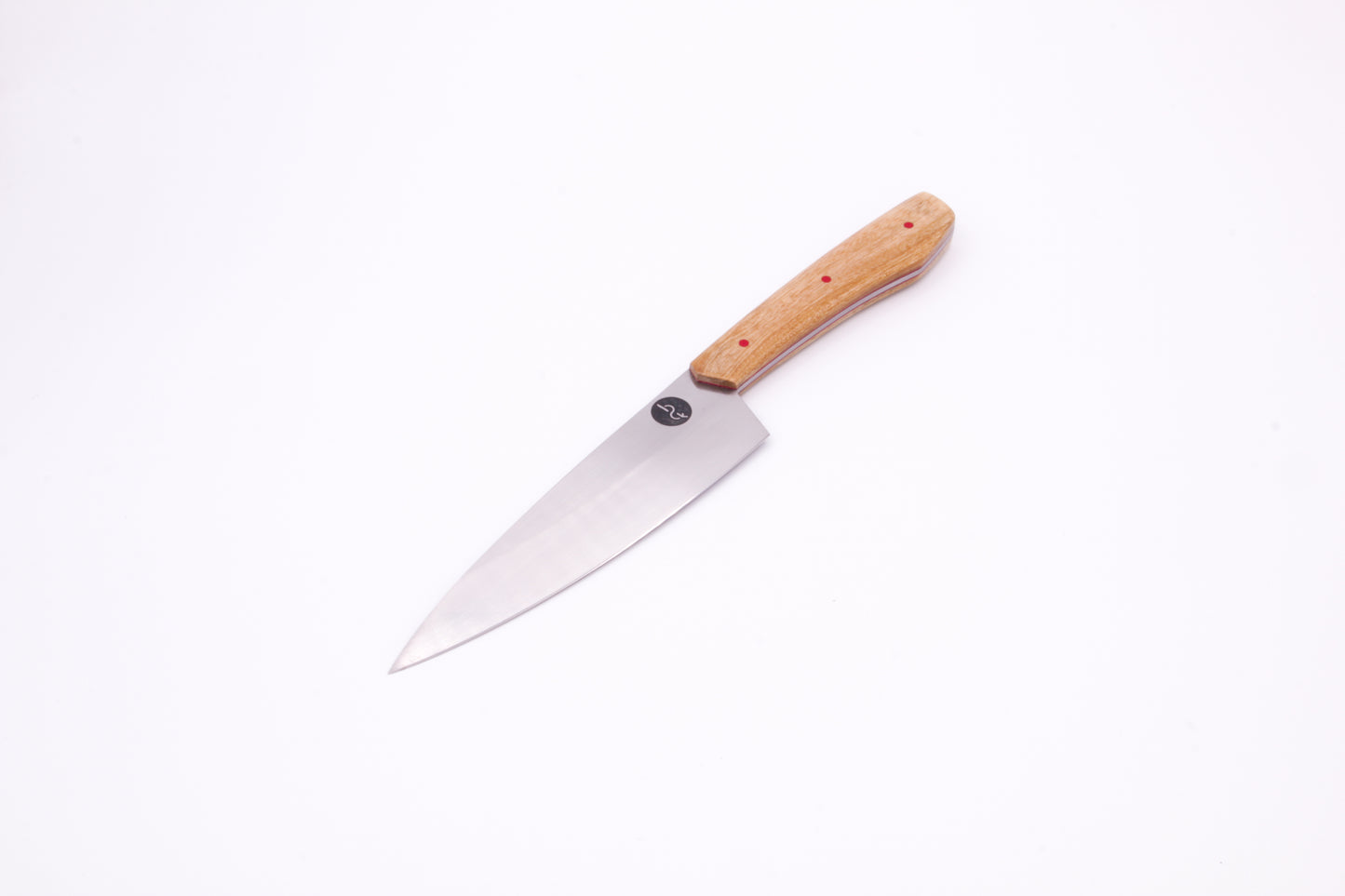 5.5" (140mm) Petty Knife, 15n20 High Carbon Steel, Avocado wood with Red liners and pins
