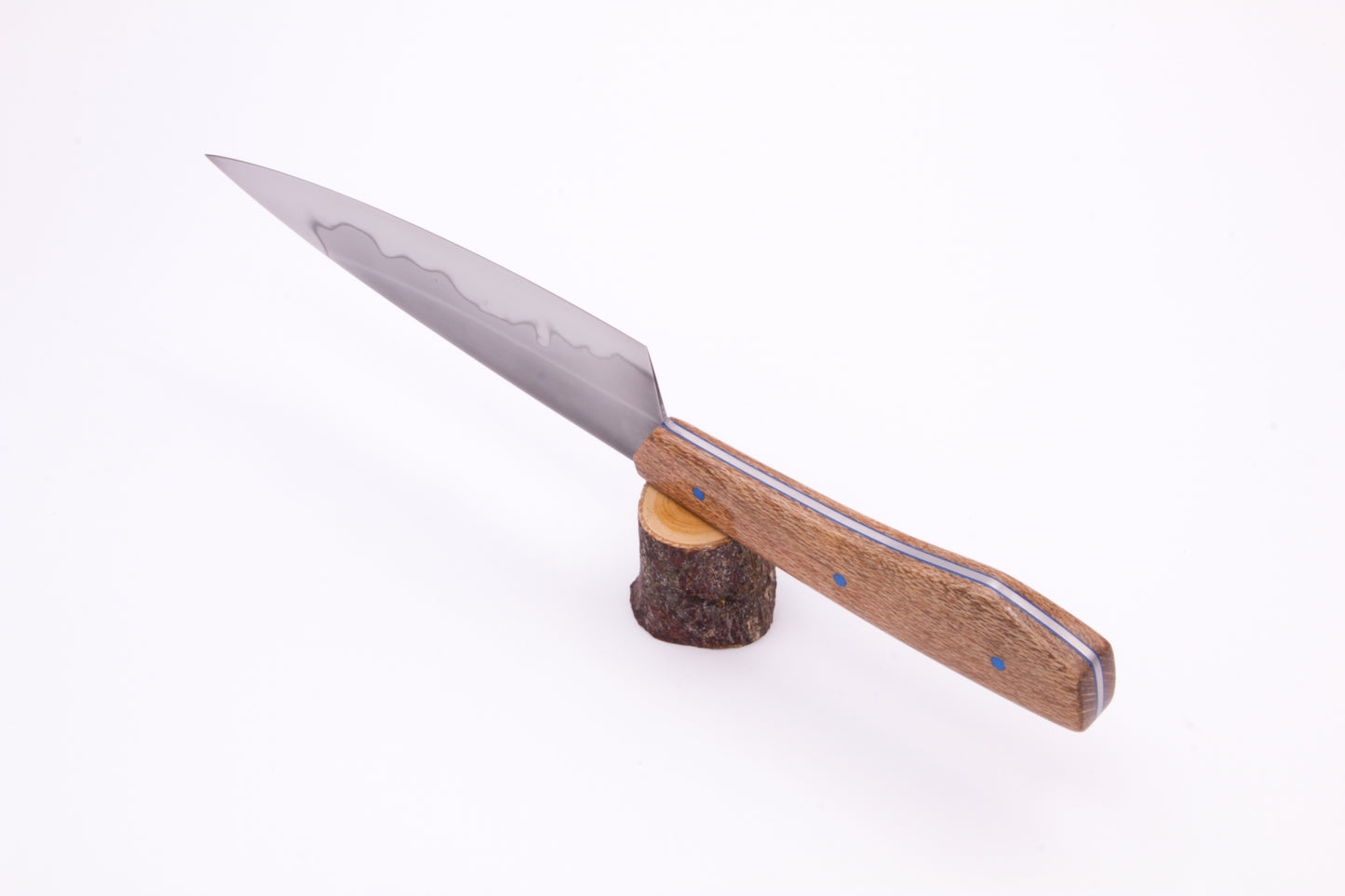 5.5" (140mm) Petty with Hamon in 26C3 High Carbon Steel with Macadamia Wood Handles