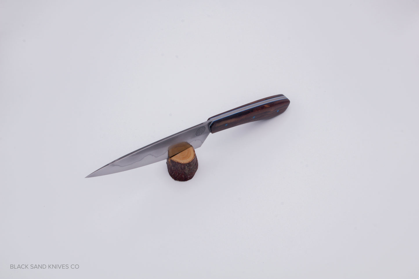 5.5" (140mm) Petty with Hamon in W2 High Carbon Steel w Desert Ironwood Handles