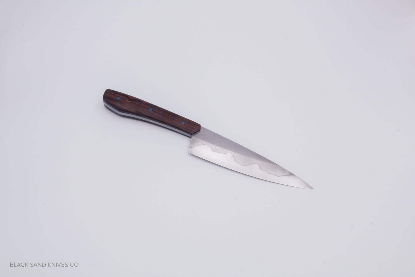 5.5" (140mm) Petty with Hamon in W2 High Carbon Steel w Desert Ironwood Handles
