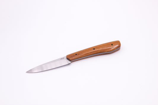 3.5" (90mm) Pairing Knife, 15n20 High Carbon Steel, Bamboo wood with black liners and pins