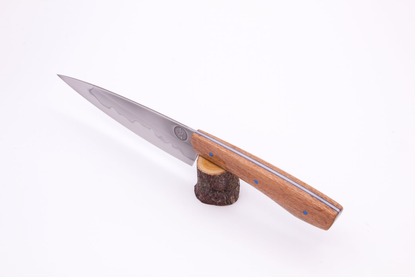 5.5" (140mm) Petty with Hamon in 26C3 High Carbon Steel with Macadamia Wood Handles