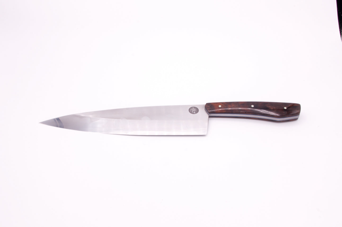 8" (200mm) Chef Knife with Hamon in 26C3 High Carbon Steel with Claro Walnut Handles