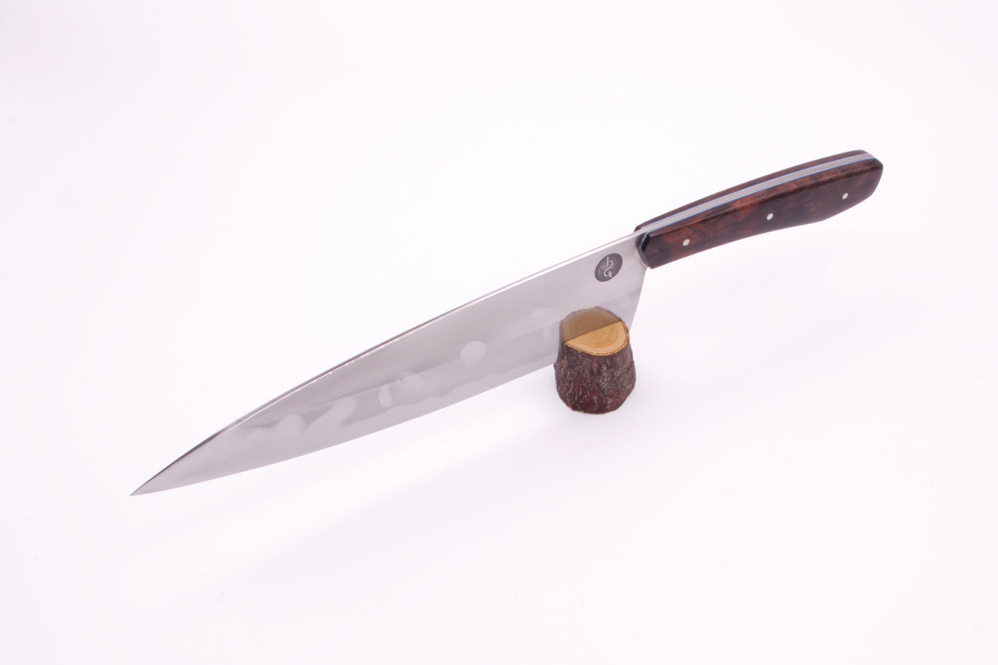 8" (200mm) Chef Knife with Hamon in 26C3 High Carbon Steel with Claro Walnut Handles