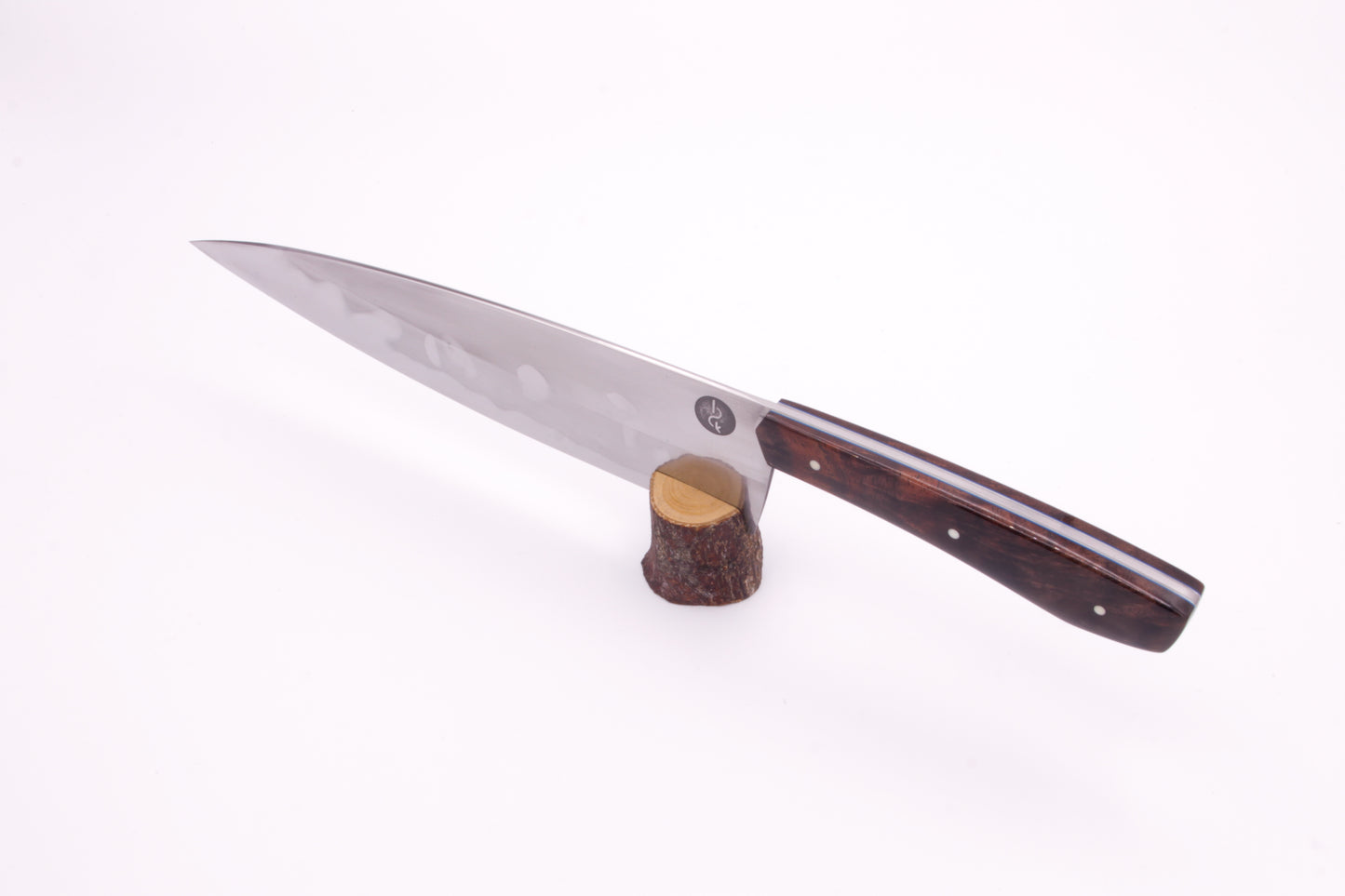 8" (200mm) Chef Knife with Hamon in 26C3 High Carbon Steel with Claro Walnut Handles