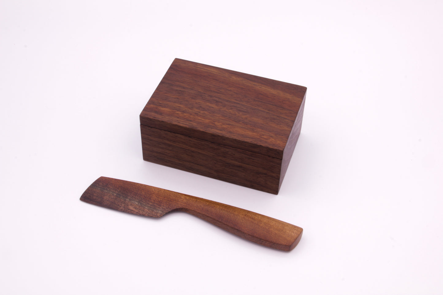 Modern Walnut Butter Box with Matching Knife.