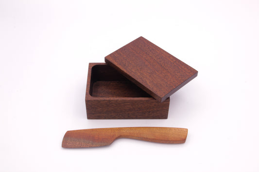 Modern Walnut Butter Box with Matching Knife.