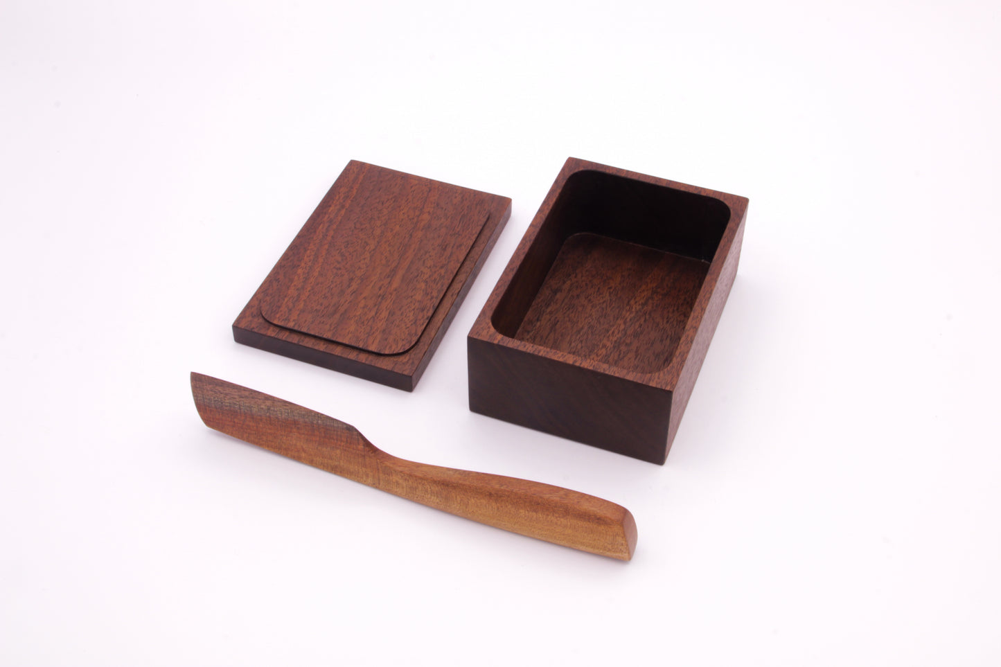 Modern Walnut Butter Box with Matching Knife.