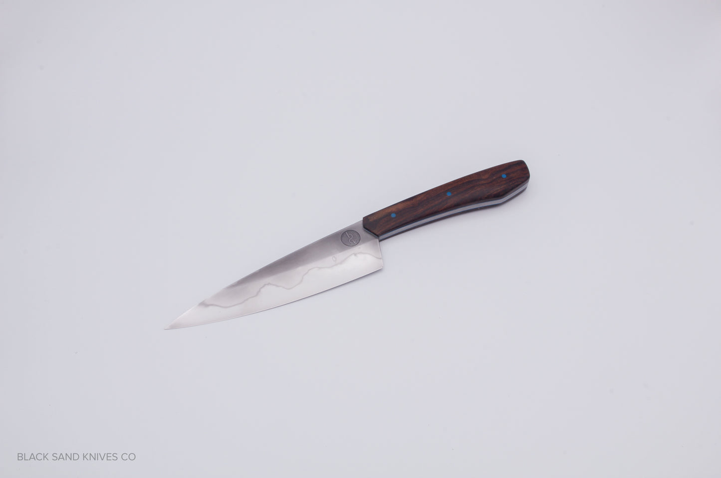 5.5" (140mm) Petty with Hamon in W2 High Carbon Steel w Desert Ironwood Handles